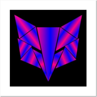 geometric animal, neon fox Posters and Art